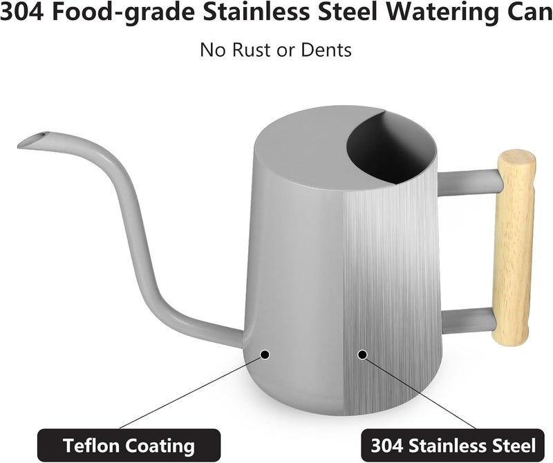 GUKJOB Watering Can Indoor Plants, 35oz Small Indoor Stainless Steel Metal Watering Can Modern Decorative Watering Pot with Long Spout for Indoor House Plant Bonsai Garden Flowers (Gray) - Image 5